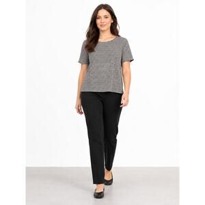 LR2015 Croft & Barrow Petite XXL Black White Textured Stripe Top Career Casual